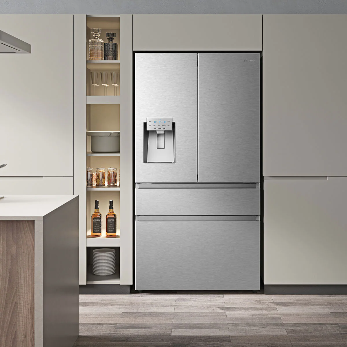 Hisense RF728N4SASE, Multi Door Fridge Freezer with Non Plumbed Water and Ice Dispenser,  E Rated in Stainless Steel - Image 8