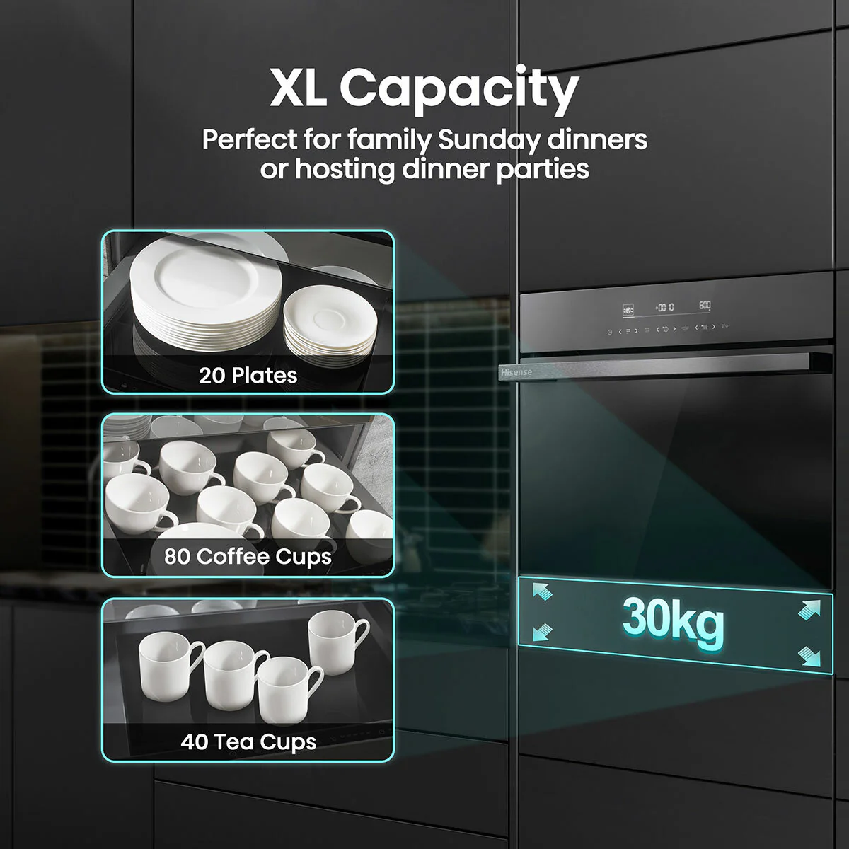 Hisense WDH14BG Built-In Warming Drawer with Touch Control, in Jet Black - Image 4