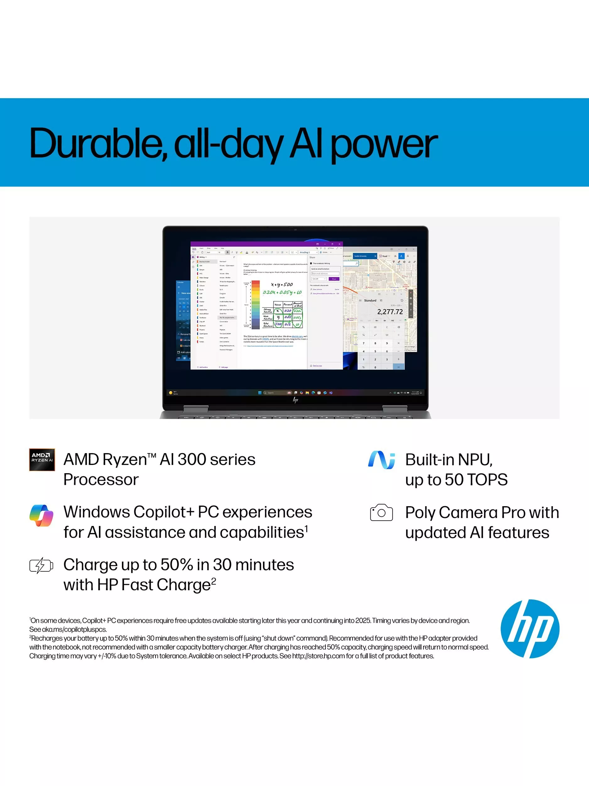 HP OmniBook X Flip 14 Convertible Laptop, AMD Ryzen AI 5 Processor, 16GB RAM, 512GB SSD, 14” 2K Touchscreen, Meteor Silver - Image 5