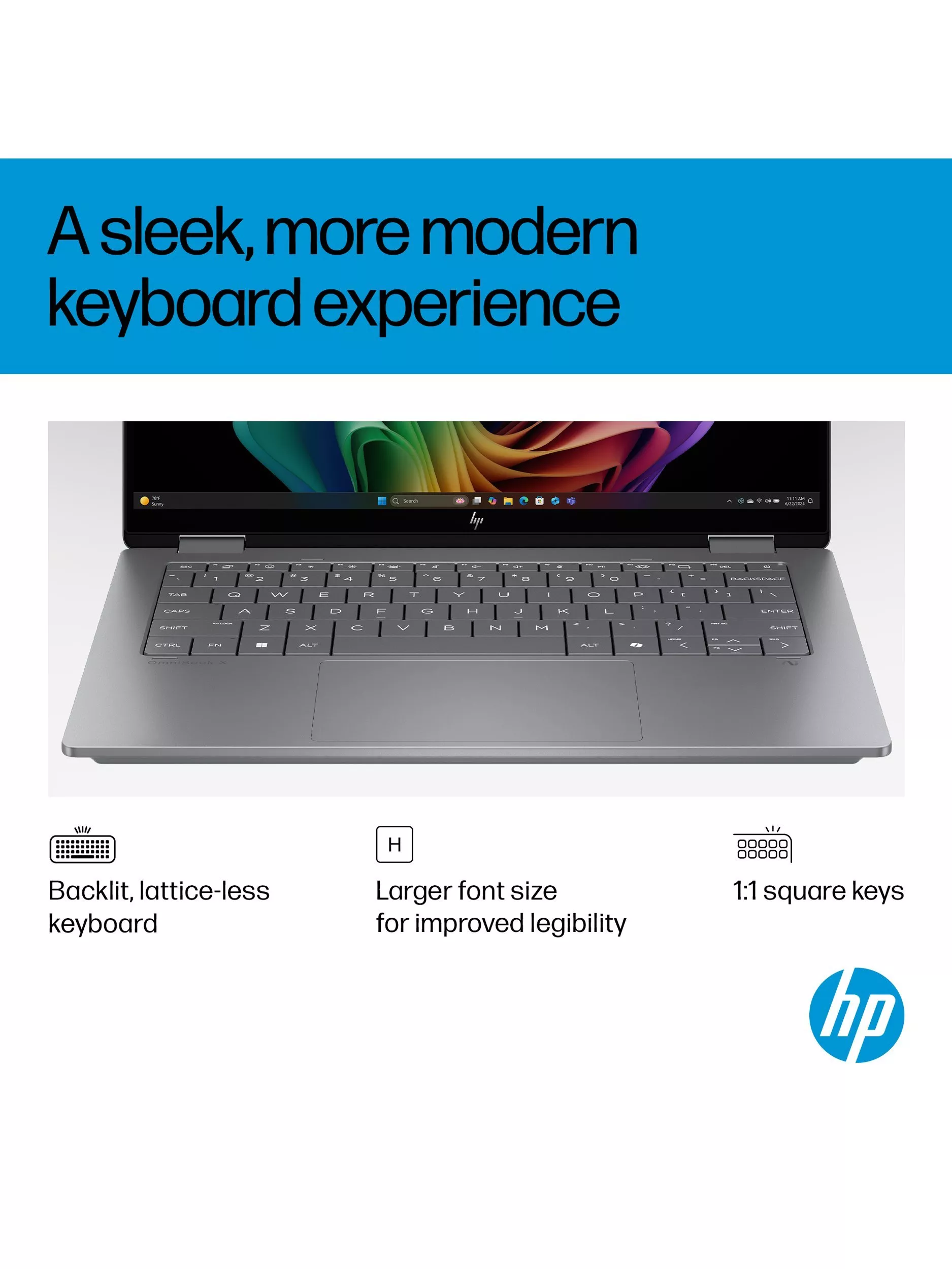 HP OmniBook X Flip 14 Convertible Laptop, AMD Ryzen AI 5 Processor, 16GB RAM, 512GB SSD, 14” 2K Touchscreen, Meteor Silver - Image 6