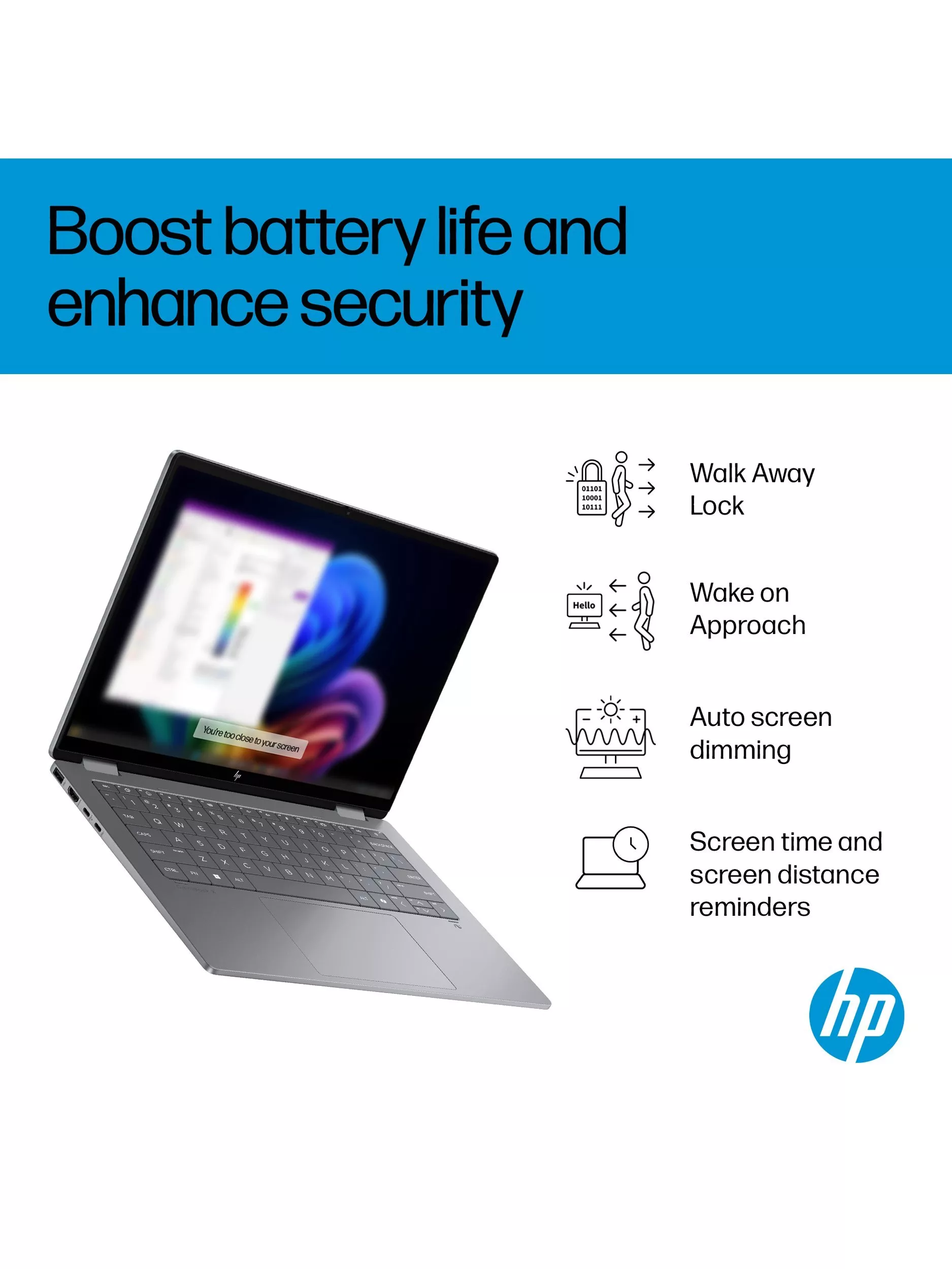 HP OmniBook X Flip 14 Convertible Laptop, AMD Ryzen AI 5 Processor, 16GB RAM, 512GB SSD, 14” 2K Touchscreen, Meteor Silver - Image 7