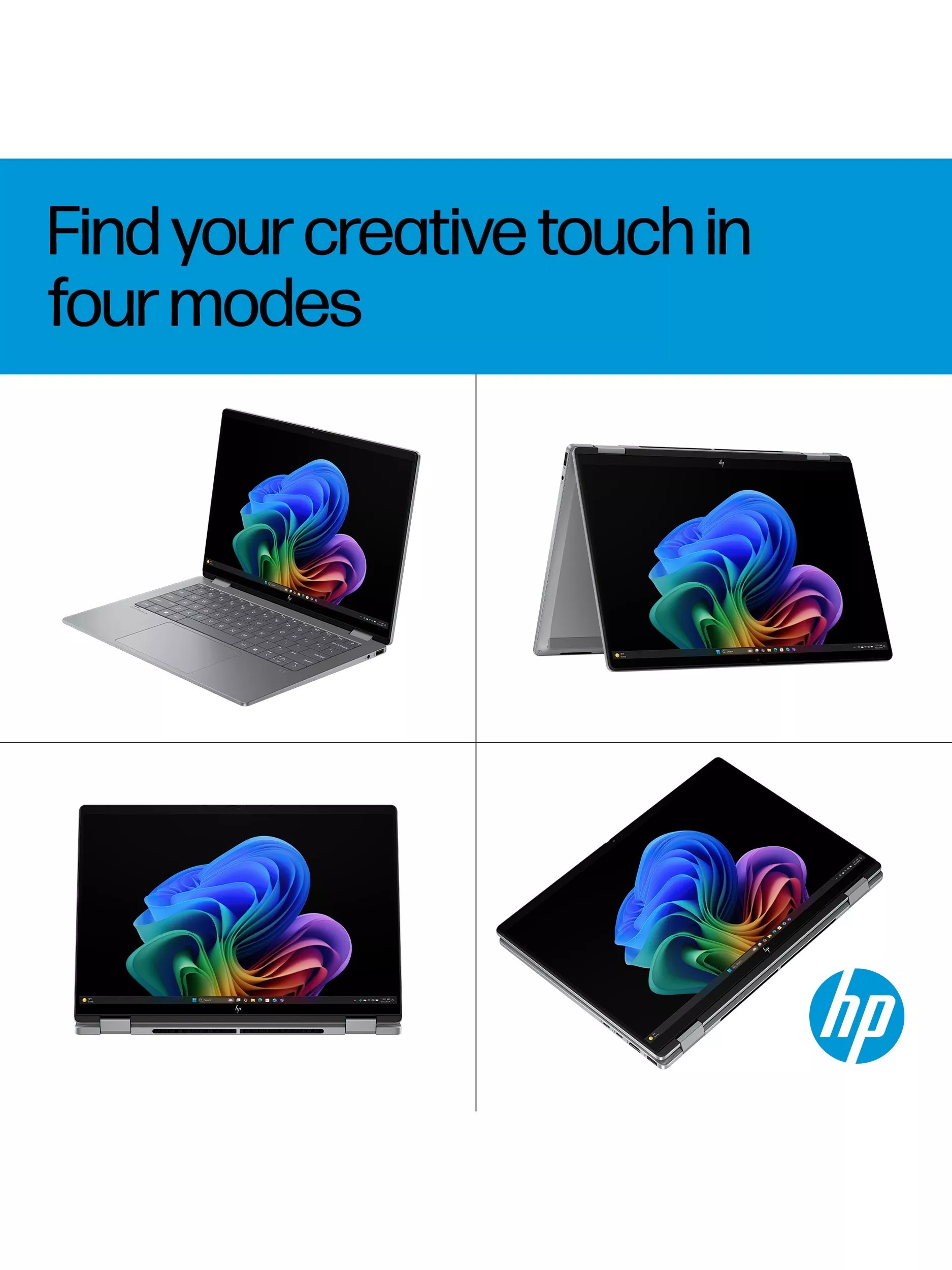 HP OmniBook X Flip 14 Convertible Laptop, AMD Ryzen AI 5 Processor, 16GB RAM, 512GB SSD, 14” 2K Touchscreen, Meteor Silver - Image 8
