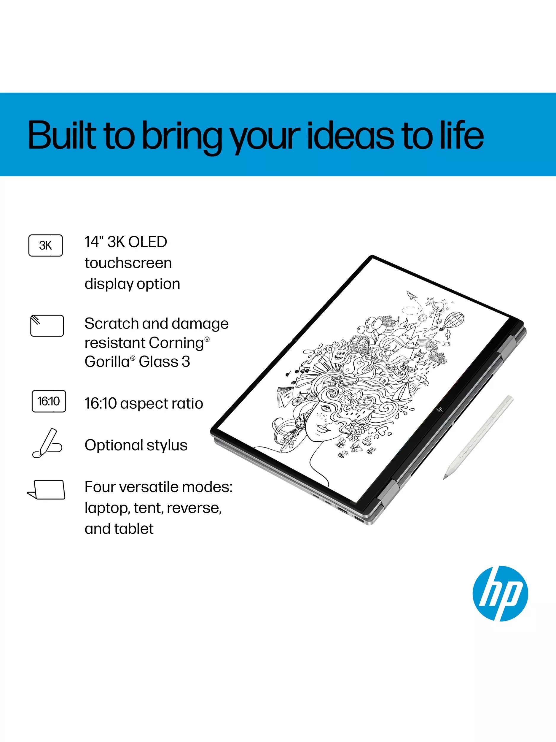 HP OmniBook X Flip 14 Convertible Laptop, AMD Ryzen AI 5 Processor, 16GB RAM, 512GB SSD, 14” 2K Touchscreen, Meteor Silver - Image 9