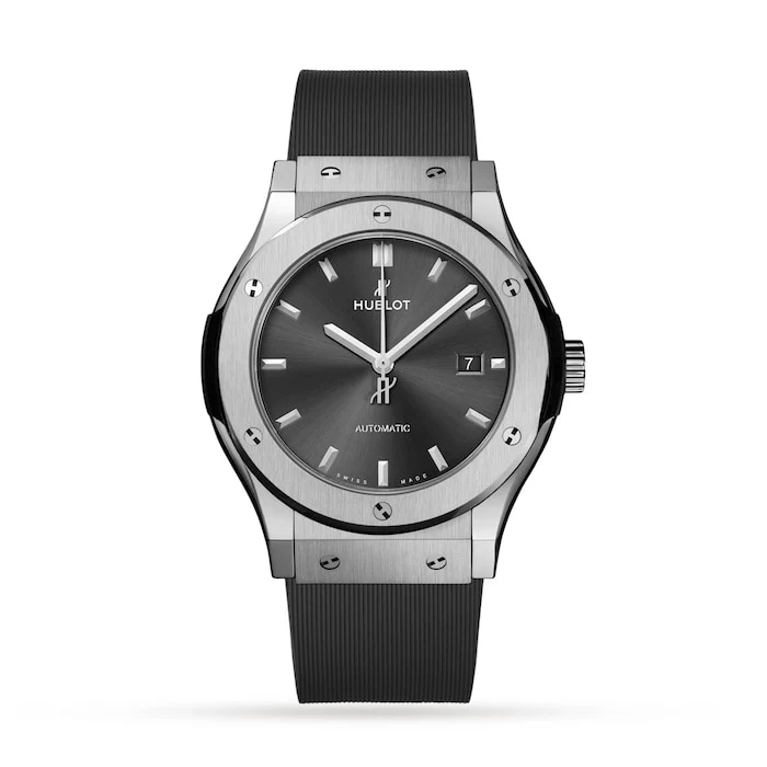 Hublot Automatic 42mm Men’s Watch with Grey Material Dial, Titanium Case, 50m Water Resistant / 542.NX.7071.RX