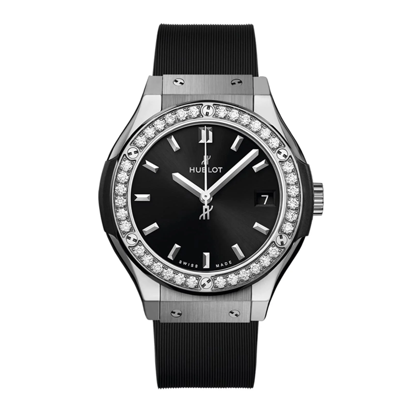 Hublot Classic Fusion Titanium Diamonds 33mm Ladies Watch Black Luxury Watch Swiss Made 581.NX.1470.RX.1104