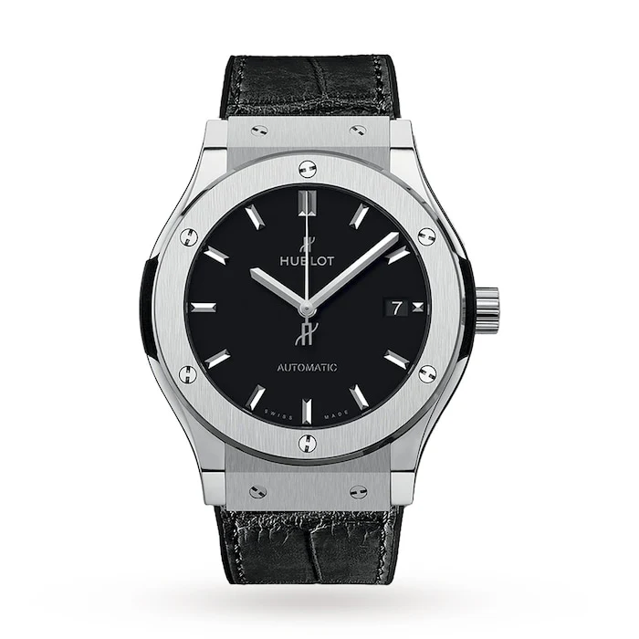 Hublot Elegance Automatic 42mm Men’s Watch with Black Material Dial, Titanium Case, 50m Water Resistant / 542.NX.1171.LR