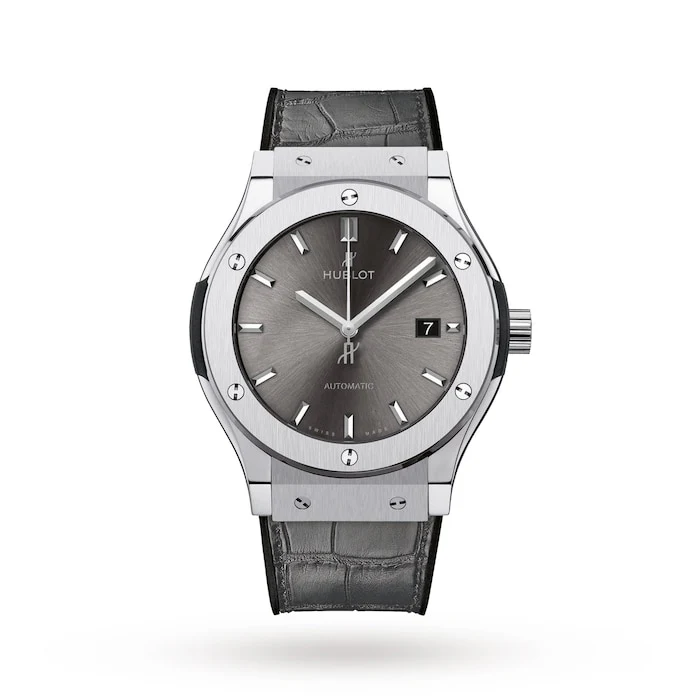 Hublot Elegance Automatic 42mm Men’s Watch with Grey Material Dial, Titanium Case, 50m Water Resistant / 542.NX.7071.LR