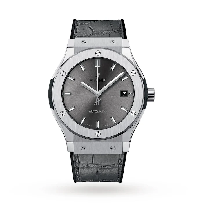 Hublot Elegance Automatic 45mm Men’s Watch with Grey Material Dial, Titanium Case, 50m Water Resistant / 511.NX.7071.LR