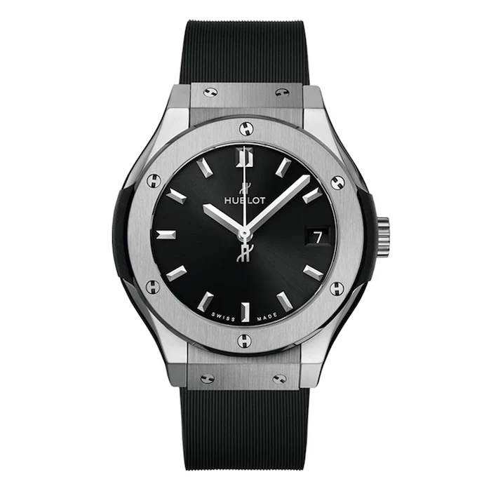 Hublot Quartz 33mm Men’s Watch with Black Material Dial, Stainless Steel Case, 50m Water Resistant / 581.NX.1470.RX