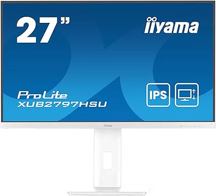 Iiyama XUB2797HSU-W2 27 inch IPS white bezel, 100Hz, 1ms (MPRT), 1920x1080, HDMI/DP, 2 x USB, Height Adjustable Stand, TCO09 & TUV-GS, 5 Yr Warranty - Image 3