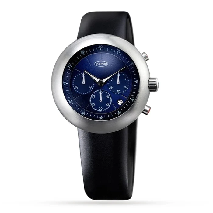 IKEPOD Quartz 44mm Men’s Watch with Blue Material Dial, Stainless Steel Case, 50m Water Resistant / C006-SI-LB