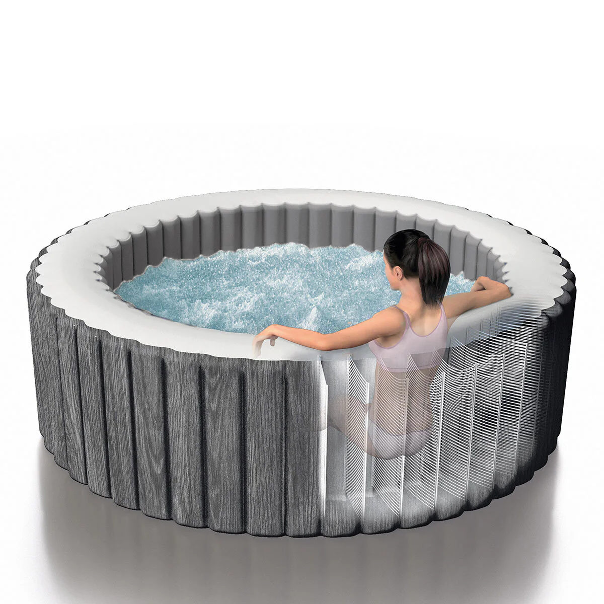 Intex PureSpa Greywood Deluxe 6 Person Inflatable Hot Tub - Image 4
