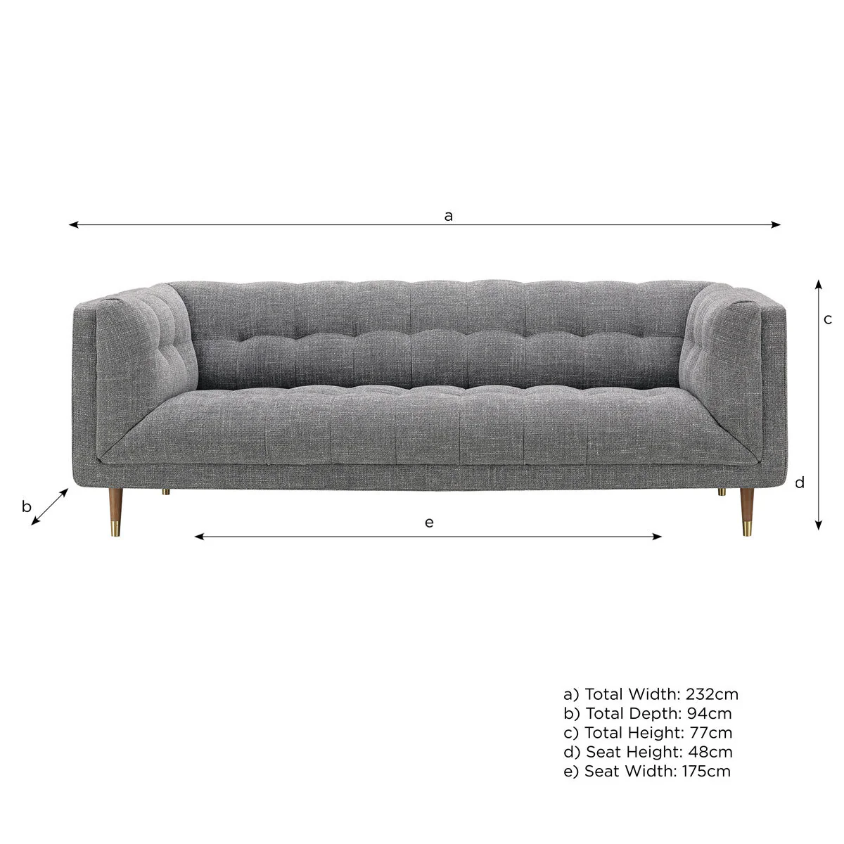 Isla Grey Fabric Large 3 Seater Sofa - Image 2
