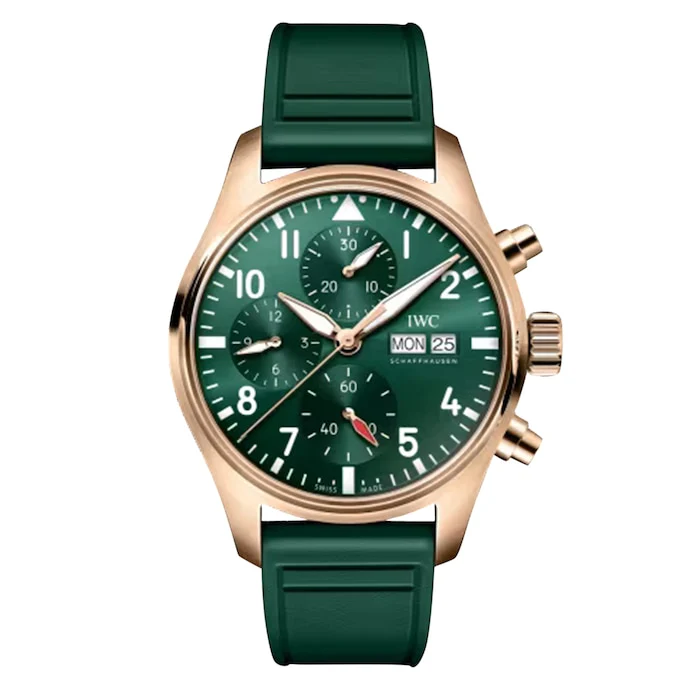 IWC Automatic 41mm Men’s Watch with Green Material Dial, Gold Case, 100m Water Resistant / IW388110