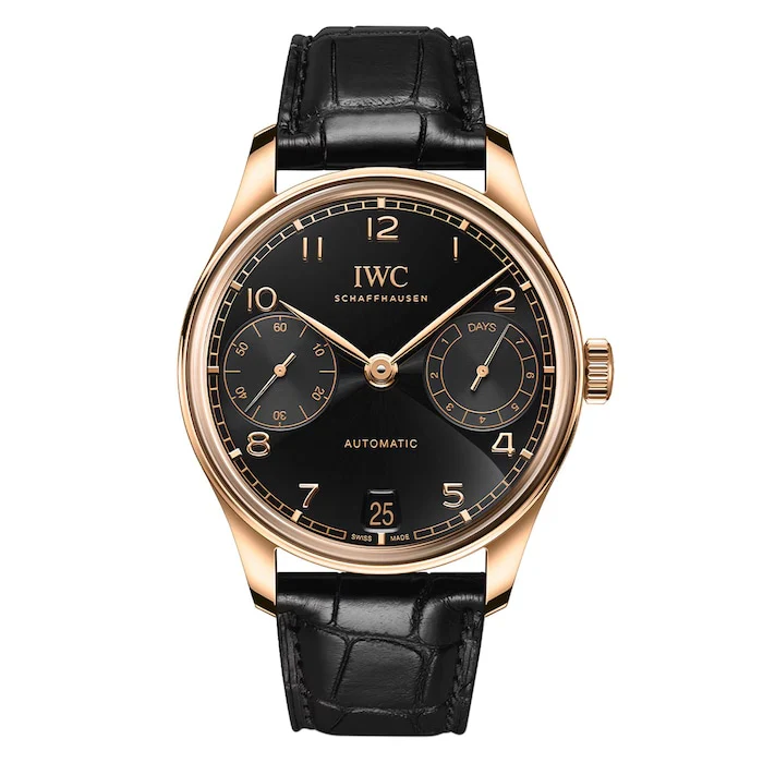 IWC Automatic 42mm Men’s Watch with Black Material Dial, Gold Case, 50m Water Resistant / IW501707