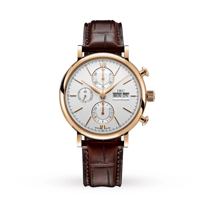 IWC Automatic 42mm Men’s Watch with Silver Material Dial, Gold Case, 30m Water Resistant / IW391025