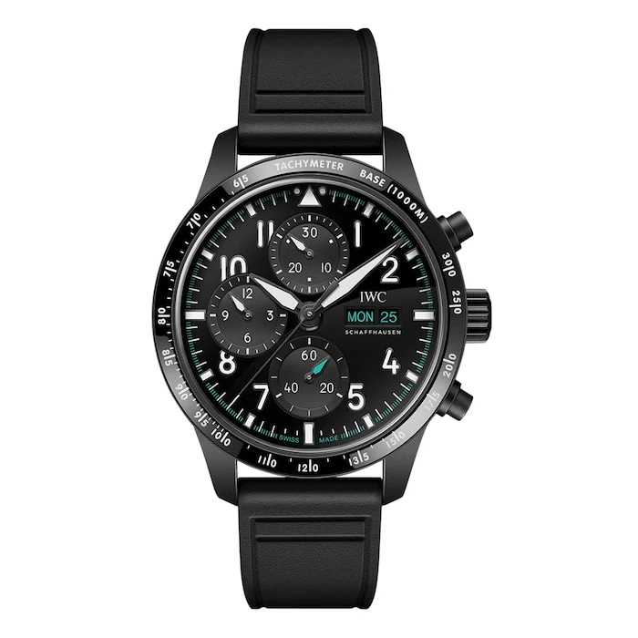 IWC Pilot Performance Chronograph 41mm Mercedes AMG Petronas Formula OneTM Team Mens Watch Black Rubber Luxury Watch Swiss Made Highâ Precision Movement IW388306