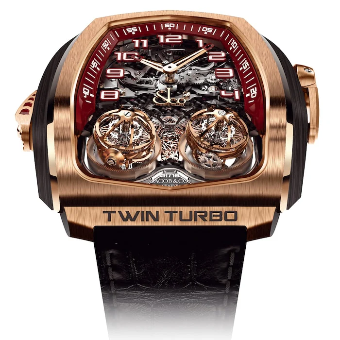 Jacob & Co Mechanical 51mm Men’s Watch with Black Material Dial, Gold Case / TT100.40.NS.NK.DBVEA