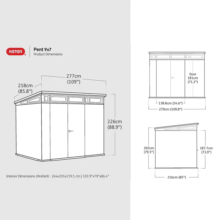 Keter Ashwood Signature 9ft x 7ft 1" (2.77 x 2.18m) Storage Shed - Image 2