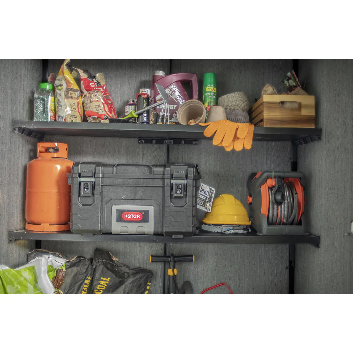 Keter Ashwood Signature Alto 4ft 6" x 2ft 4" (1.4 x 0.7m) 1,415 Litre Vertical Storage Shed with Shelves - Image 4