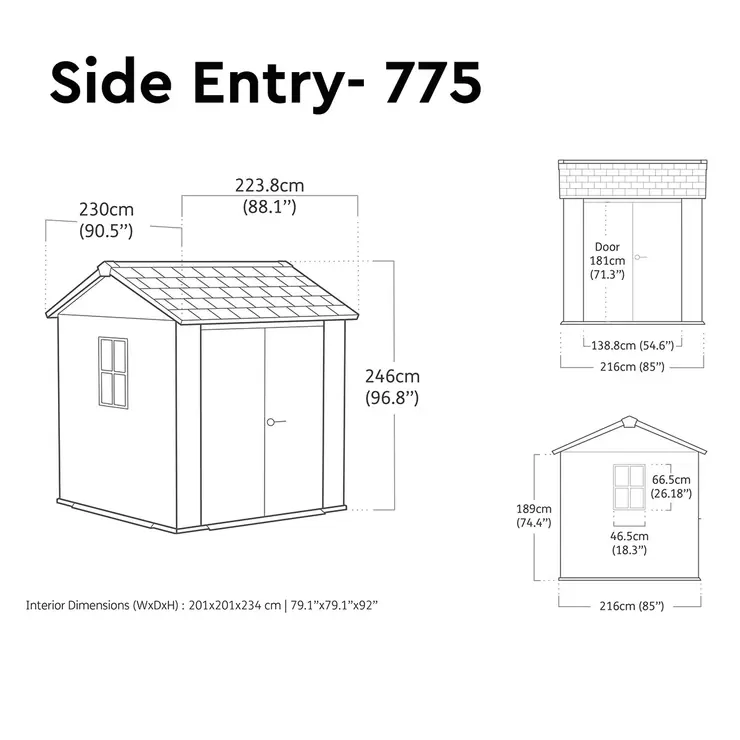 Keter Newton Plus 7ft 4" x 7ft 6" (2.2 x 2.3m) Storage Shed with Side Entry - Image 2