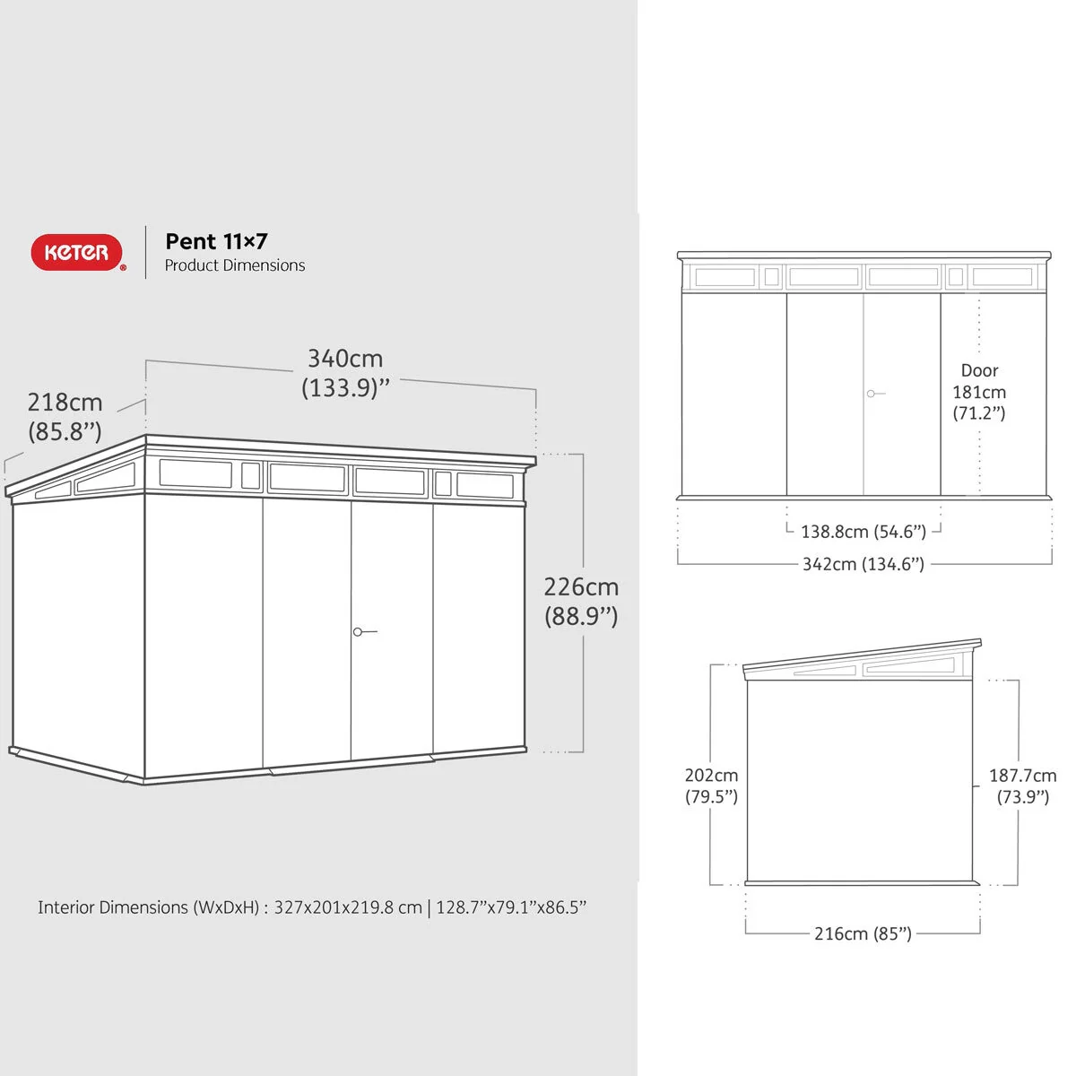 Keter Storm Grey Signature 11ft 2" x 7ft 2" (3.4 x 2.2m) Storage Shed - Image 2