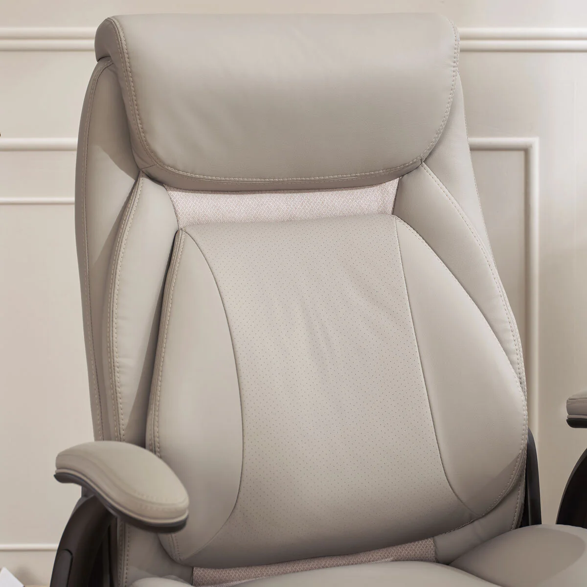 La-Z-Boy Air Lumbar Manager's Office Chair with Flip Up Arms, Beige - Image 4