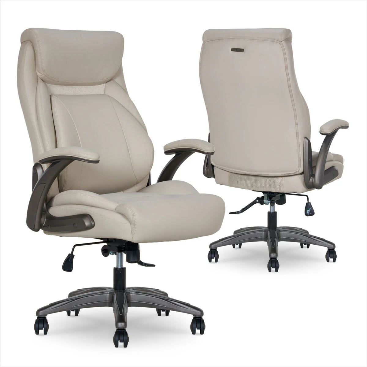 La-Z-Boy Air Lumbar Manager's Office Chair with Flip Up Arms, Beige - Image 8