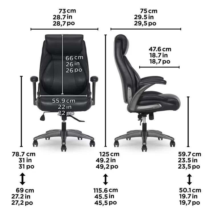 La-Z-Boy Air Lumbar Manager's Office Chair with Flip Up Arms, Black - Image 2