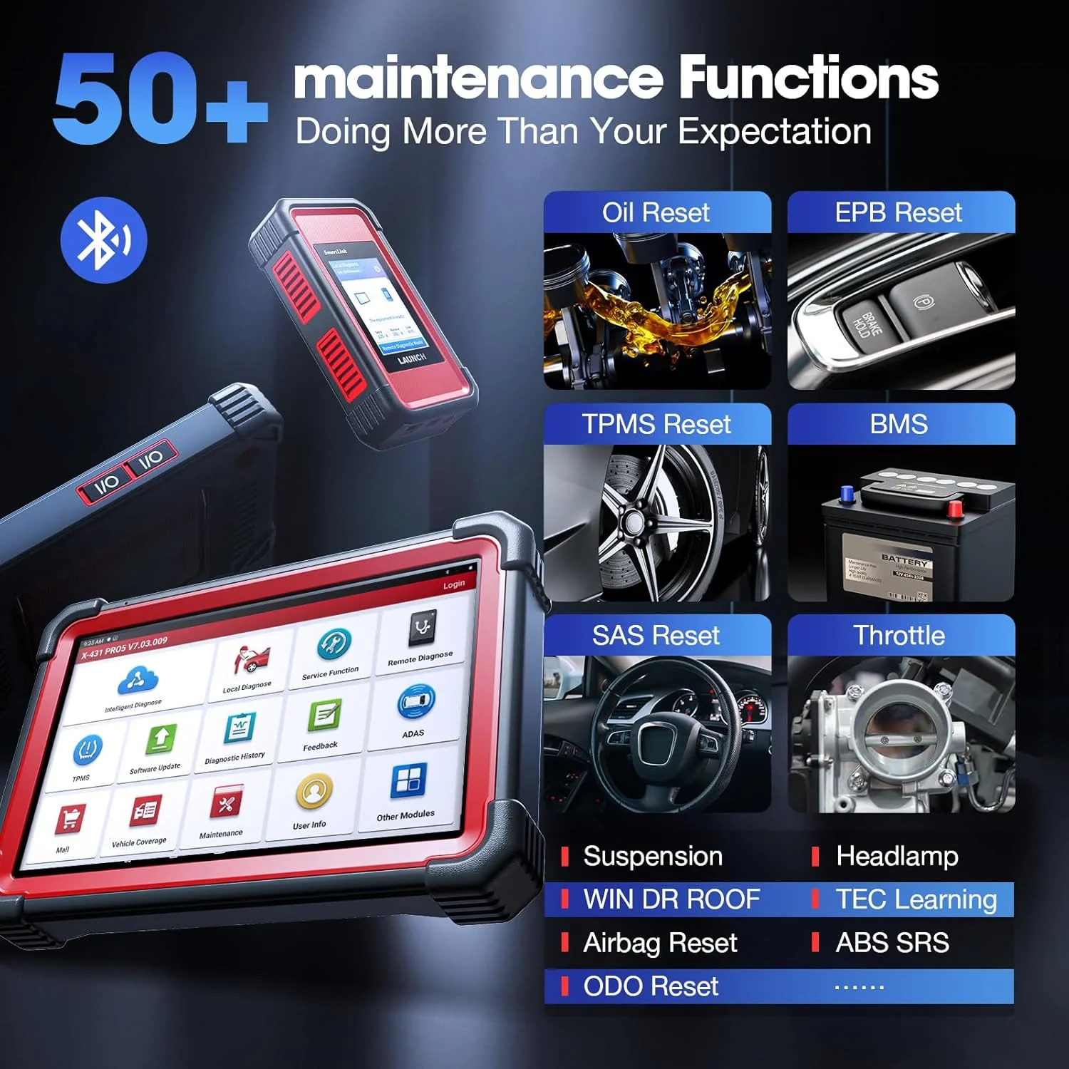 LAUNCH X431 PRO5 Scan Tool, J2534 Reprogramming Tool, ECU Online Coding, Topology Mapping, Upgraded of X431 V+, Bi-Directional Diagnostic Scanner, with SmartBox 3.0 CANFD & DOIP, 2 Years Update - Image 4