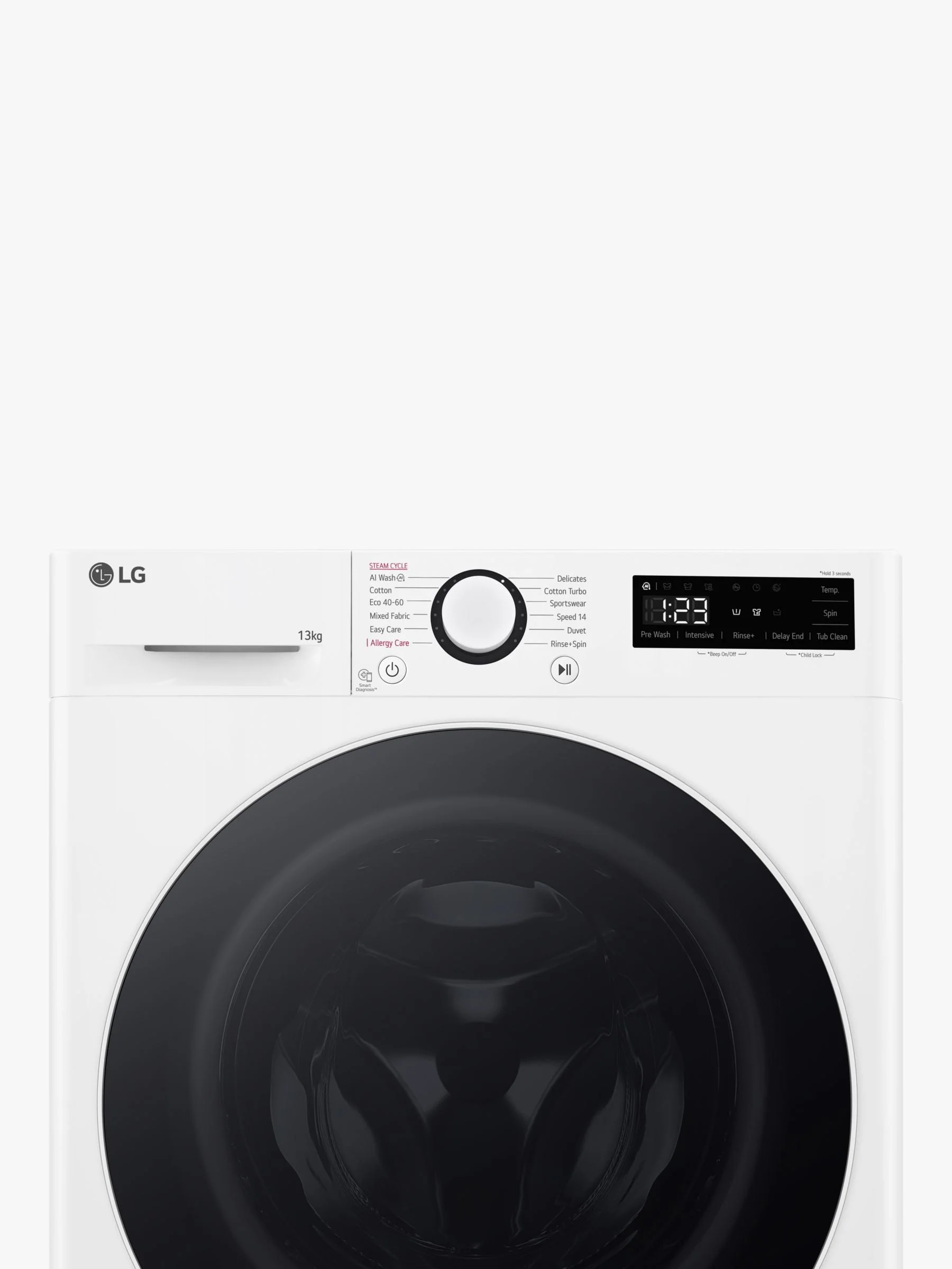 LG F4Y513WWLN1 Freestanding Washing Machine, 13kg Load, 1400rpm Spin, White - Image 3