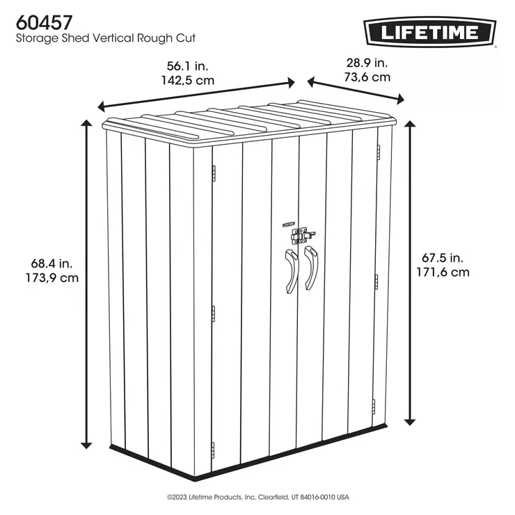 Lifetime 4ft 6" x 2ft 4" (1.4 x 0.7m) Vertical 1,510 Litre Storage Shed with Shelving - Image 2