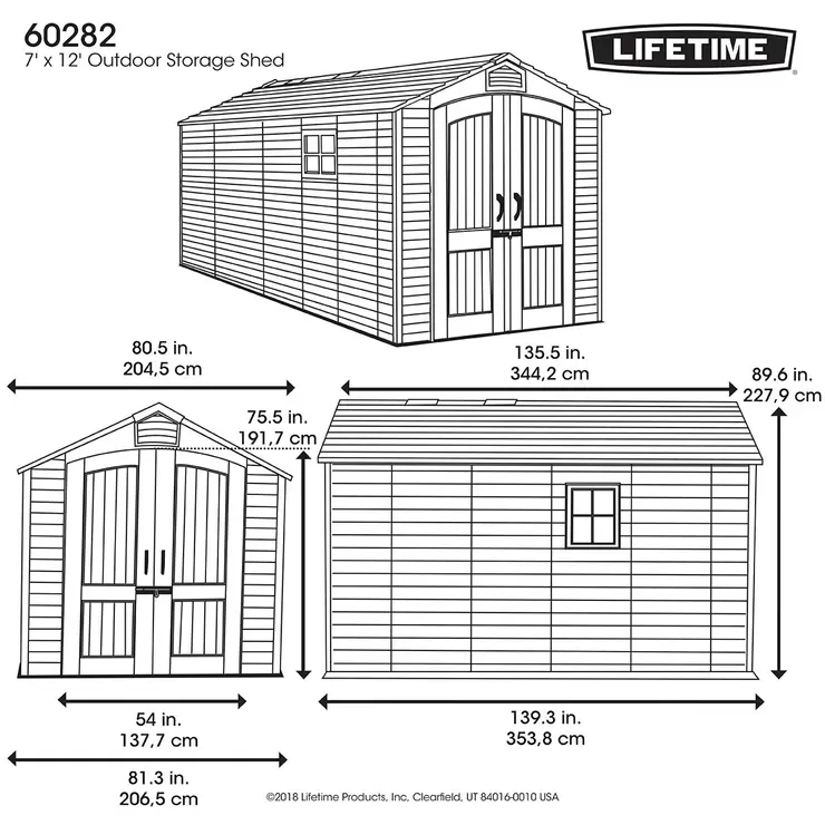 Lifetime 7ft x 12ft (2.1 x 3.6m) Storage Shed - Model 60282 - Image 2