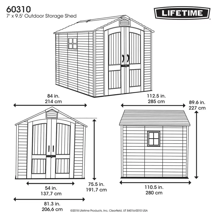 Lifetime 7ft x 9ft 6" (2.1x 2.9m) Rough Cut Storage Shed - Model 60310 - Image 2