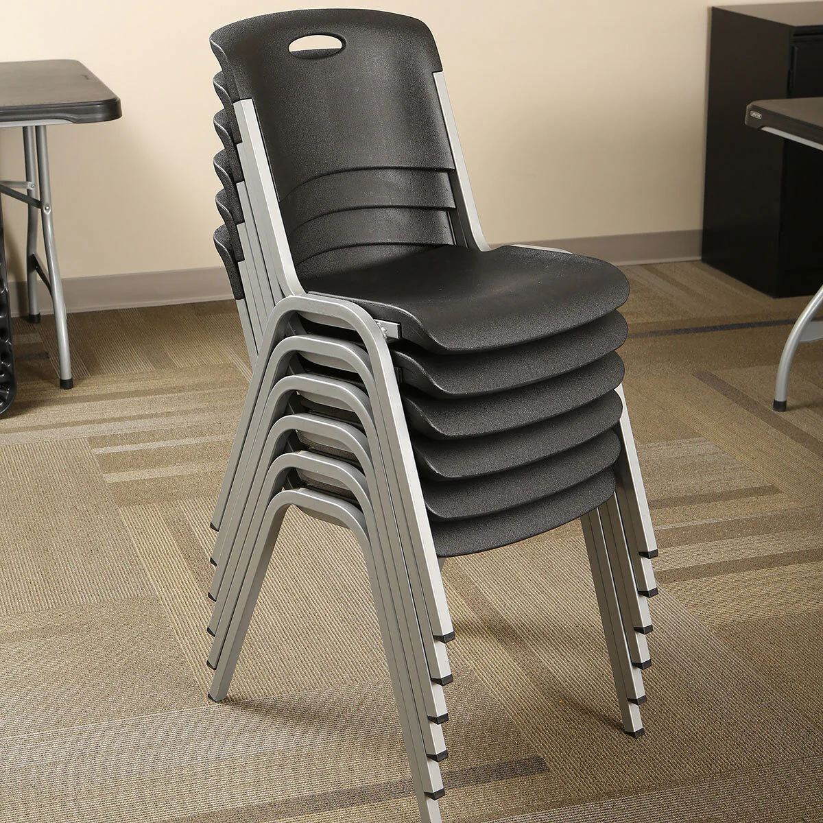 Lifetime Black Stacking Chair, 14 Pack - Image 8
