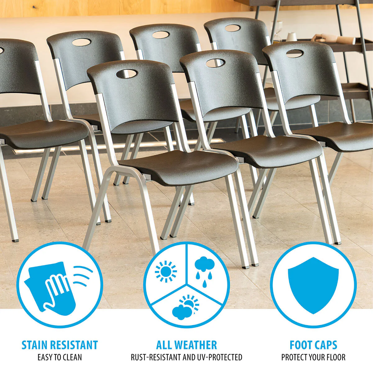 Lifetime Stacking Chair, 14 Pack & Chair Trolley - Image 6