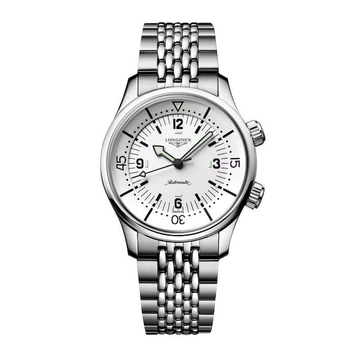 Longines Automatic 39mm Men’s Watch with White Material Dial, Stainless Steel Case & Bracelet, 300m Water Resistant / L37644166