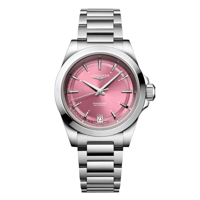 Longines Conquest 34mm Ladies Watch Pink Luxury Watch Swiss Made High Precision Movement L34304996