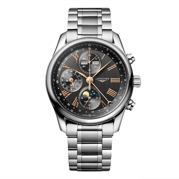 Longines Elegance Automatic 40mm Men’s Watch with Grey Material Dial, Stainless Steel Case & Bracelet, 30m Water Resistant / L26734616