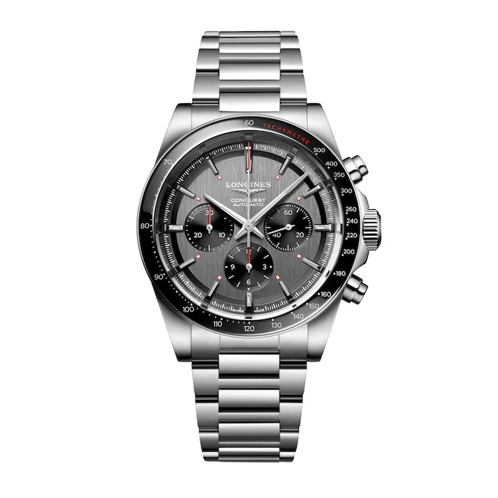 Longines Elegance Automatic 42mm Men’s Watch with Grey Material Dial, Stainless Steel Case & Bracelet, 100m Water Resistant / L38364529