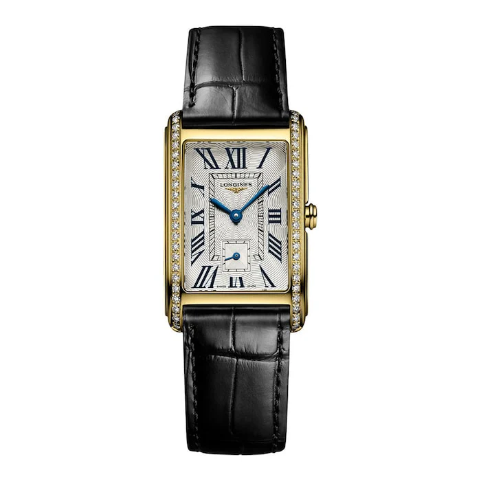 Longines Elegance Quartz 23mm Men’s Watch with Silver Material Dial, Gold Case, 30m Water Resistant / L55127710