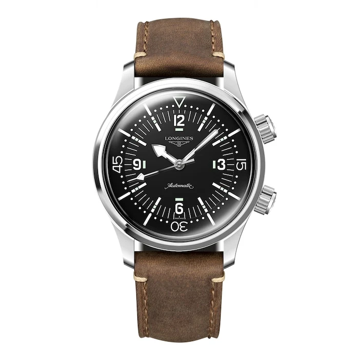 Longines Heritage Automatic 39mm Men’s Watch with Black Material Dial, Stainless Steel Case, 300m Water Resistant / L37644500