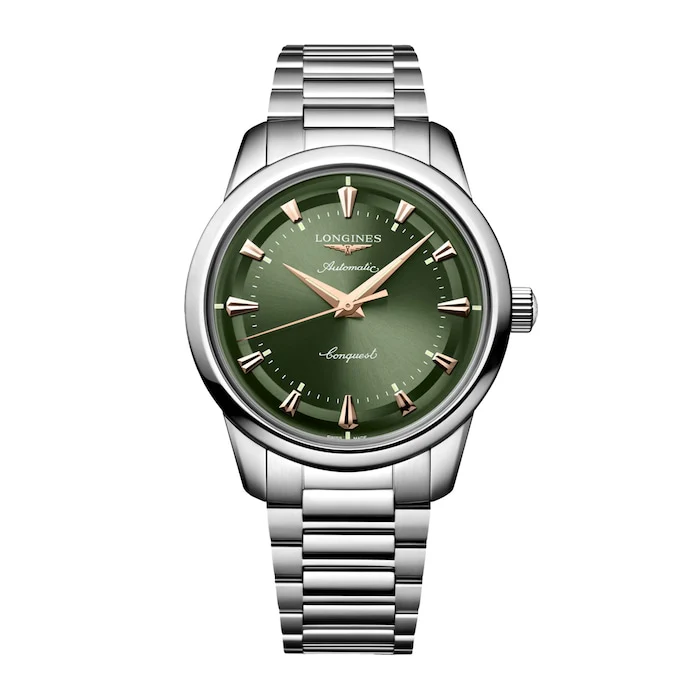 Longines Heritage Automatic 40mm Men’s Watch with Green Material Dial, Stainless Steel Case & Bracelet, 50m Water Resistant / L16504026