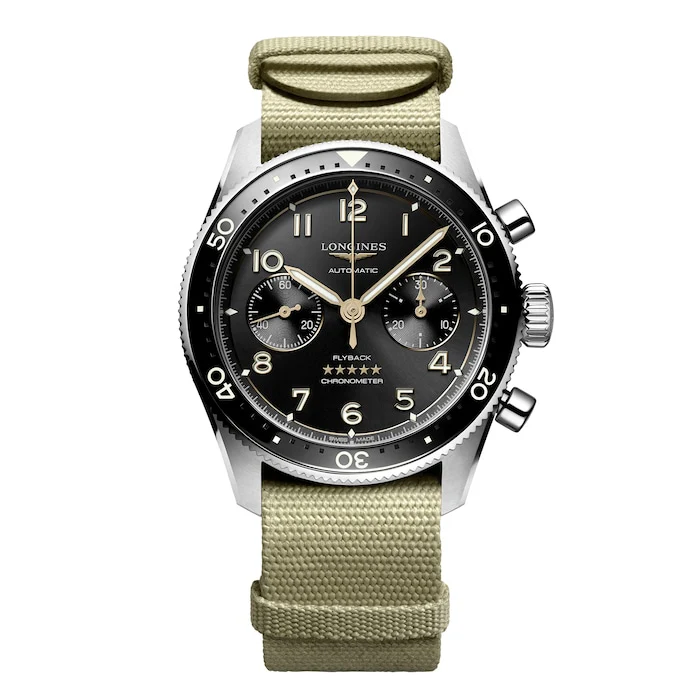 Longines Heritage Automatic 42mm Men’s Watch with Black Material Dial, Stainless Steel Case, 100m Water Resistant / L38214539