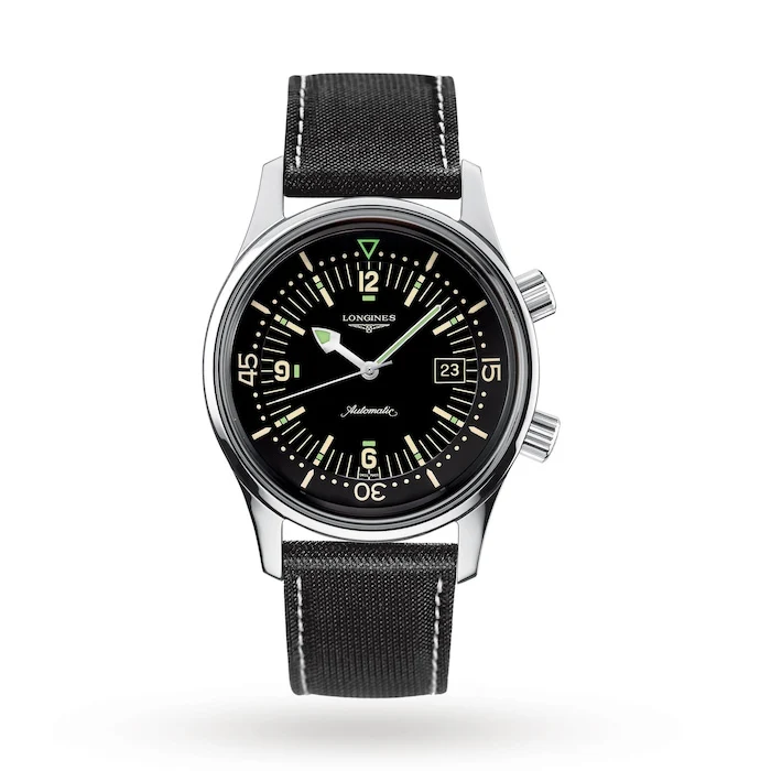 Longines Heritage Automatic 42mm Men’s Watch with Black Material Dial, Stainless Steel Case, 300m Water Resistant / L37744500