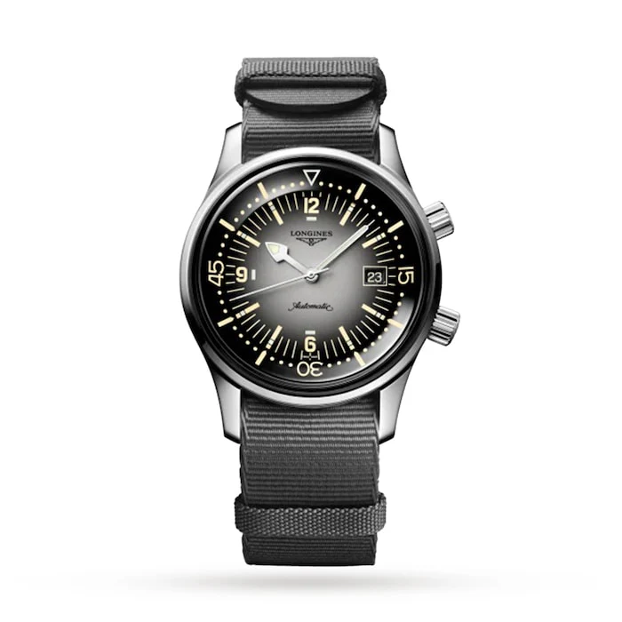 Longines Heritage Automatic 42mm Men’s Watch with Black Material Dial, Stainless Steel Case, 300m Water Resistant / L37744702