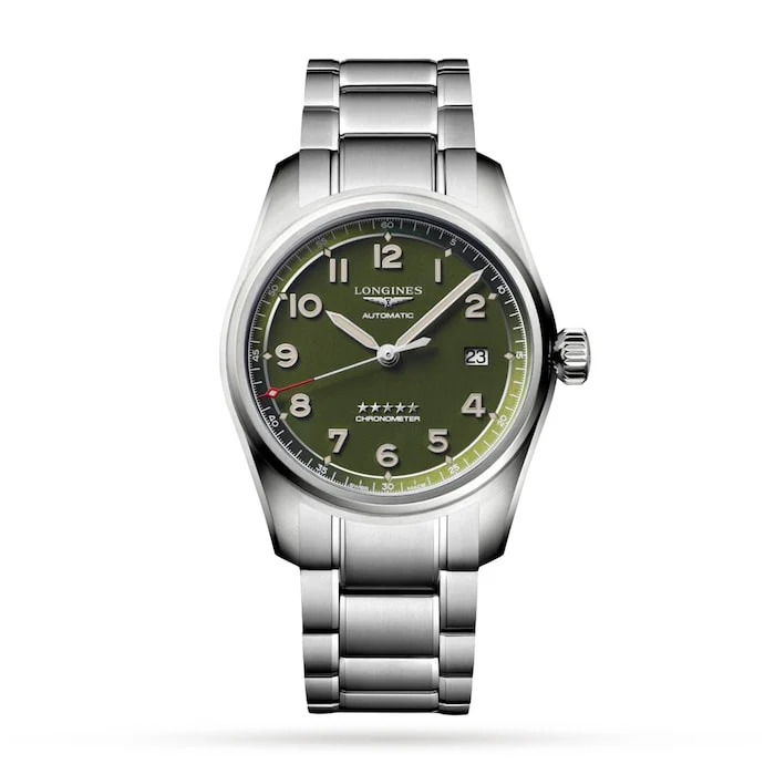 Longines Heritage Automatic 42mm Men’s Watch with Green Material Dial, Stainless Steel Case & Bracelet, 100m Water Resistant / L38104036