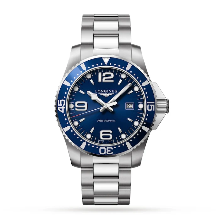 Longines Heritage Quartz 44mm Men’s Watch with Blue Material Dial, Stainless Steel Case & Bracelet, 300m Water Resistant / L38404966