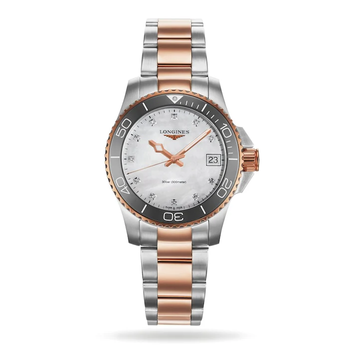 Longines Hydroconquest 32mm Ladies Watch Mother Of Pearl Rose Exclusive to The Watches Of Switzerland Group L33703896
