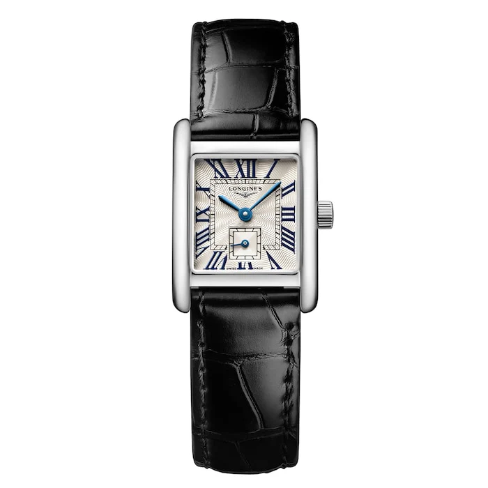 Longines Mini DolceVita 21.5mm X 29mm Ladies Watch Silver Black Alligator Luxury Watch Swiss Made L52004712